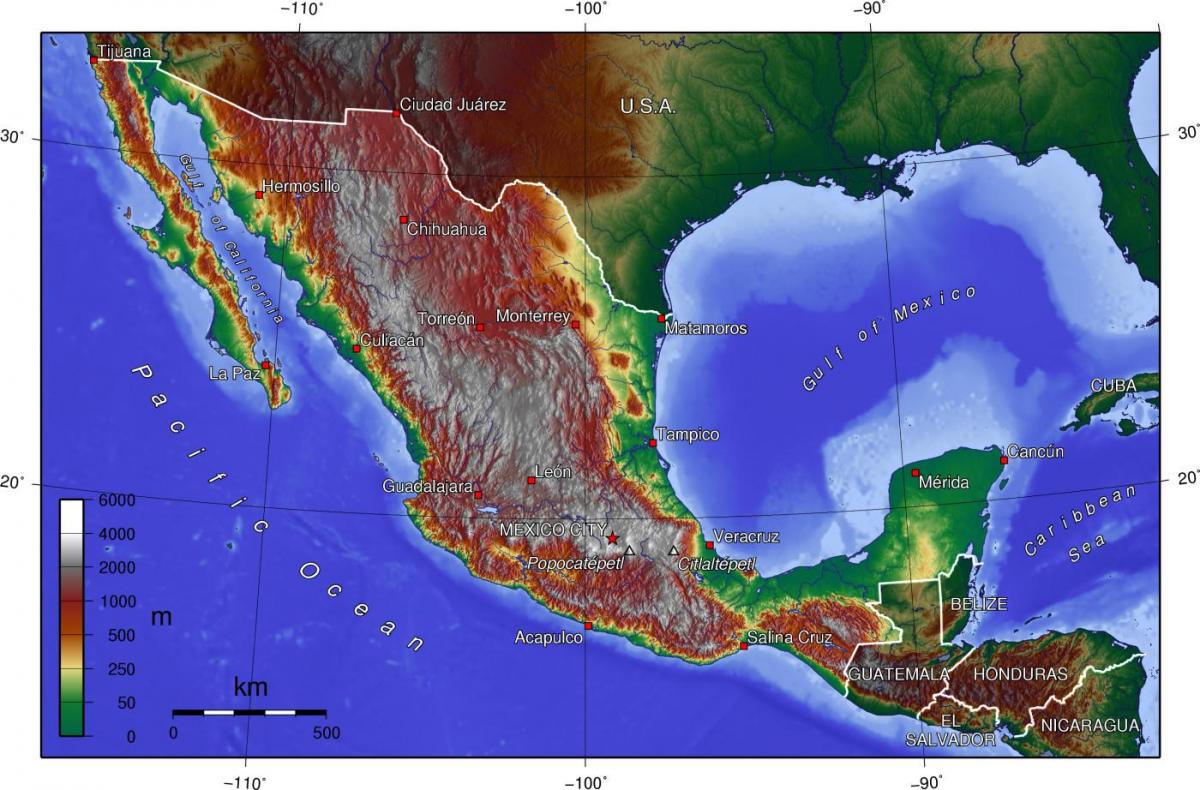 מקסיקו סיטי מפה טופוגרפית