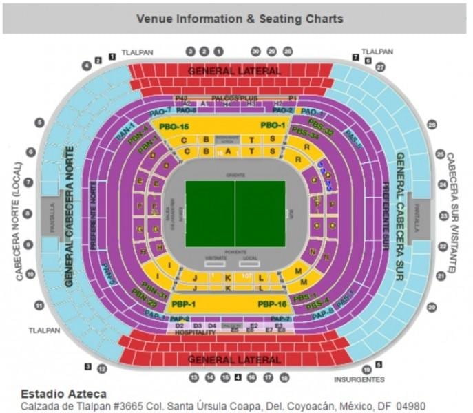 estadio azteca ישיבה מפה