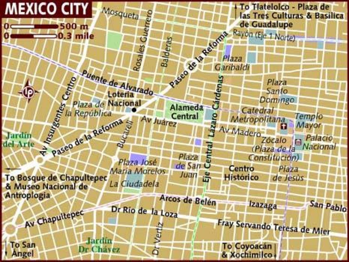 centro historico מקסיקו סיטי מפה