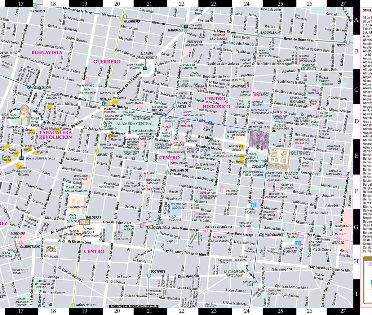 מפה של חוכמת רחוב במקסיקו סיטי