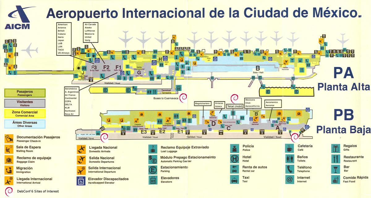 נמל התעופה הבינלאומי של מקסיקו סיטי מפה